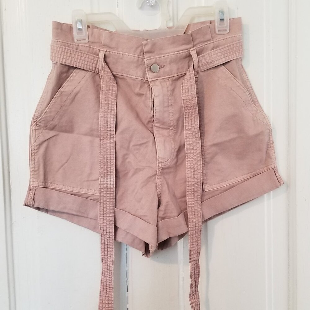 Abercrombie & Fitch Pink/Salmon High Waisted Paper Bag Shorts